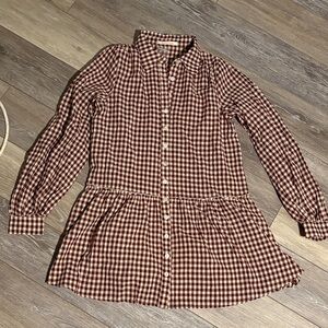 Burgundy Plaid Button-Up Dress NWT